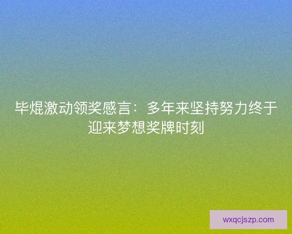毕焜激动领奖感言：多年来坚持努力终于迎来梦想奖牌时刻