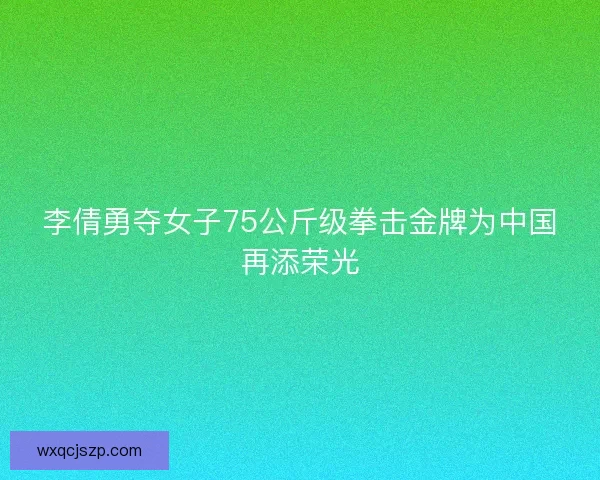 李倩勇夺女子75公斤级拳击金牌为中国再添荣光
