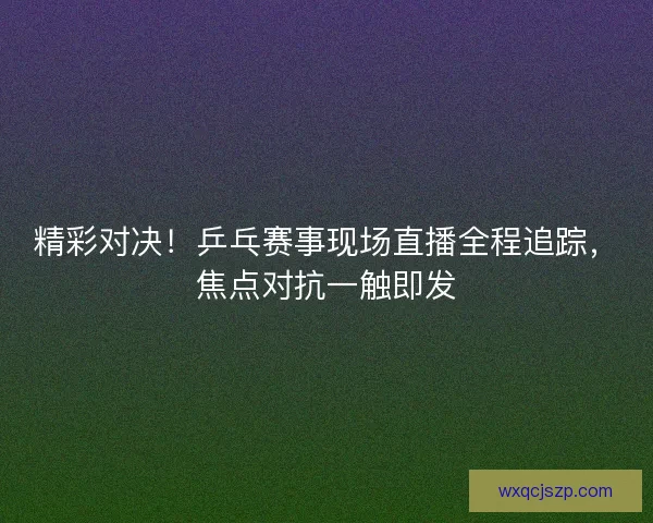 精彩对决！乒乓赛事现场直播全程追踪，焦点对抗一触即发