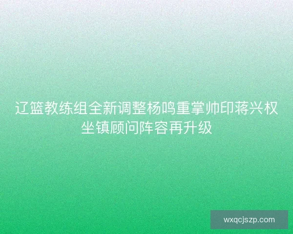 辽篮教练组全新调整杨鸣重掌帅印蒋兴权坐镇顾问阵容再升级