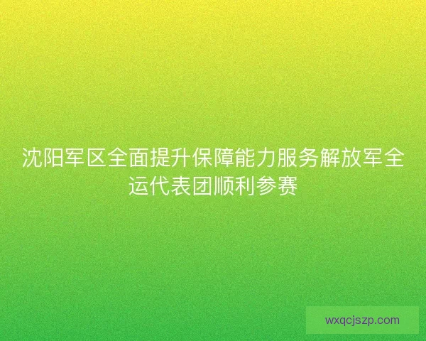 沈阳军区全面提升保障能力服务解放军全运代表团顺利参赛
